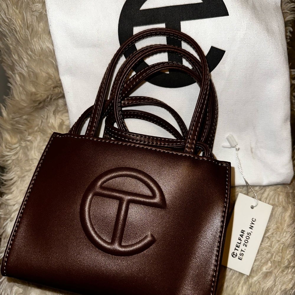 Telfar Mini Brown Bag with Embossed Logo